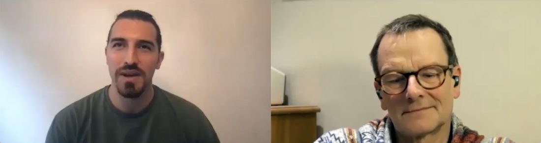 Johnnie Moore and I side by side on a video call