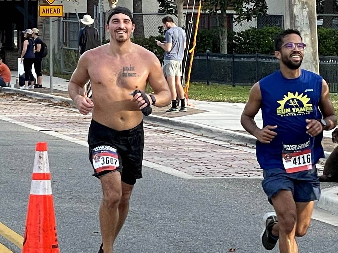 Running a marathon on a Florida street